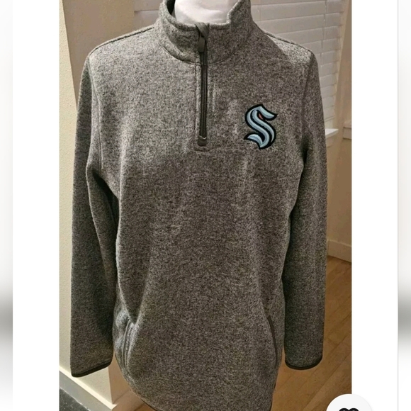 Seattle Kraken Sweatshirt Mens Extra Large Gray NHL Hockey Fleece 1/4 Zip Adult - Picture 1 of 6